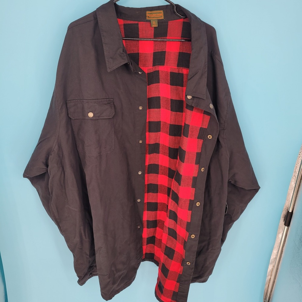 NWT Boulder Creek Shirt Jacket Mens 6XL Tall Workwear Flannel Lined Black New